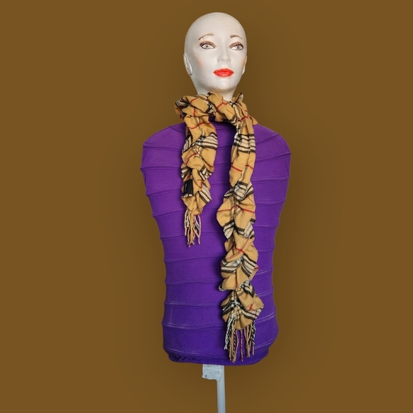 Lord & Taylor Womens Tan Plaid Scarf - Picture 3 of 12